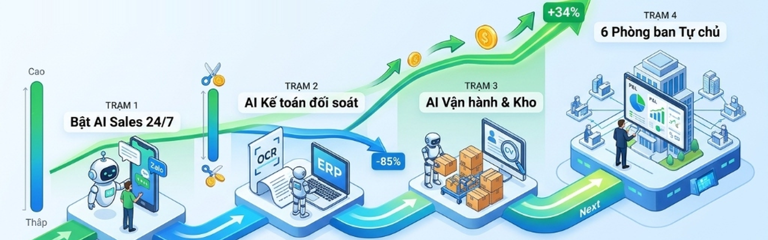 Sơ đồ 4 Trạm Bước ngoặt Tăng trưởng P&L Isometric 3D