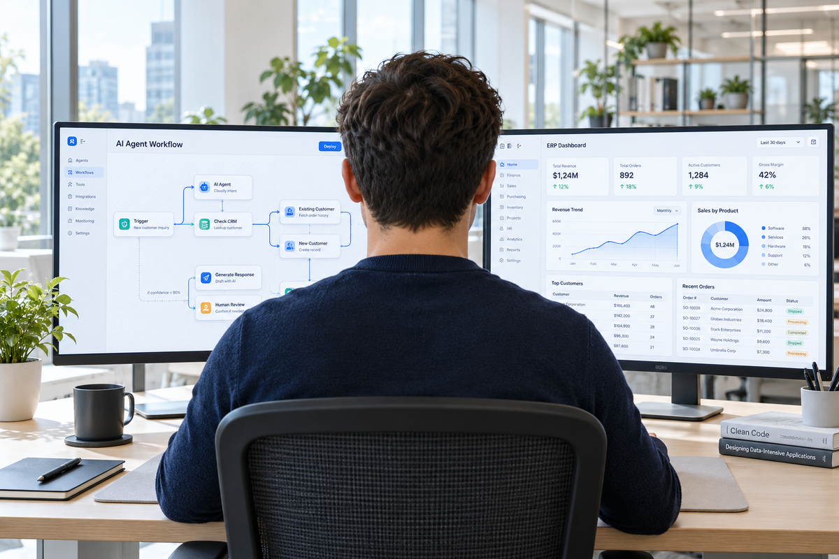 Kỹ sư triển khai hệ thống AI Agent và ERP - góc nhìn từ sau lưng