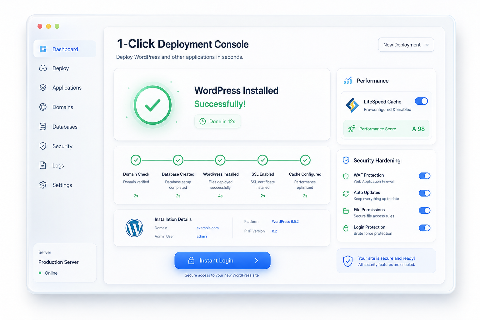 Cài Đặt WordPress 1 Click Tự Động