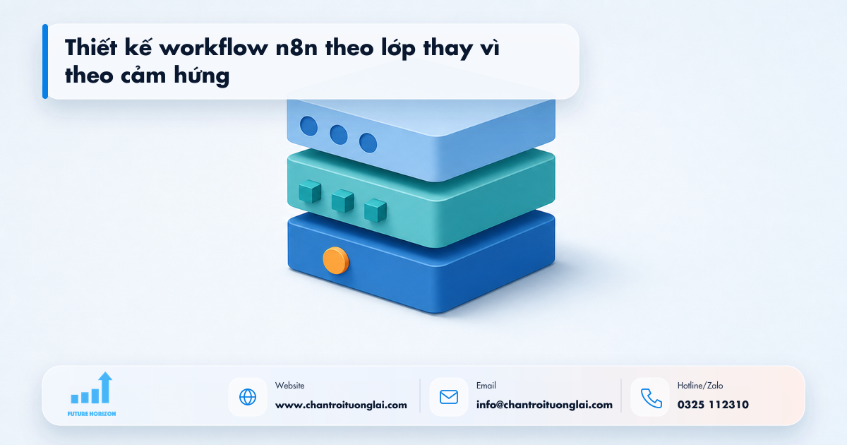 Minh họa thiết kế workflow n8n theo lớp thay vì theo cảm hứng trong tự động hóa quy trình bằng n8n