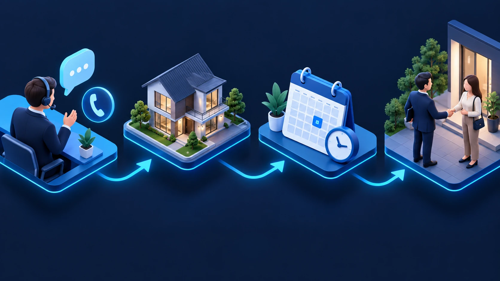 Khung cuộc gọi bất động sản bốn bước từ xác thực nguồn lead đến khóa lịch xem dự án.