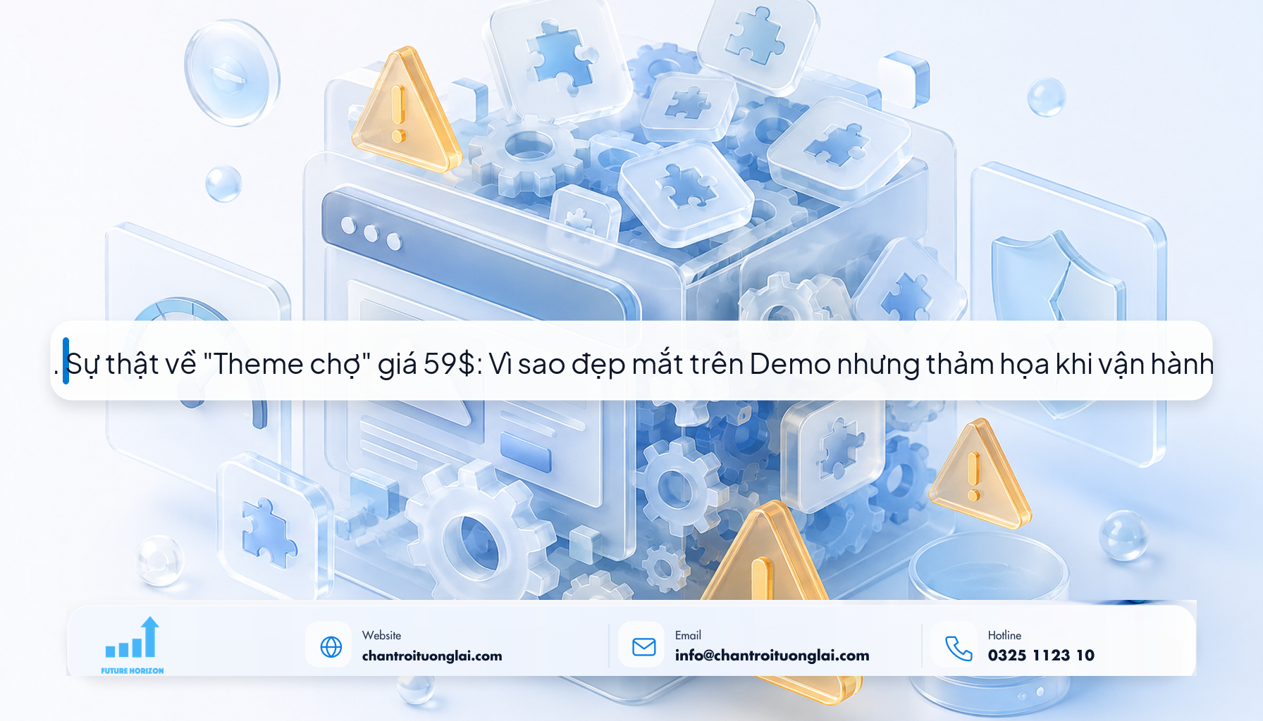 1. Sự thật về "Theme chợ" giá 59$: Vì sao đẹp mắt trên Demo nhưng thảm họa khi vận hành? Minh họa sự thật về theme chợ mua sẵn theo phong cách Fluent 2.5D