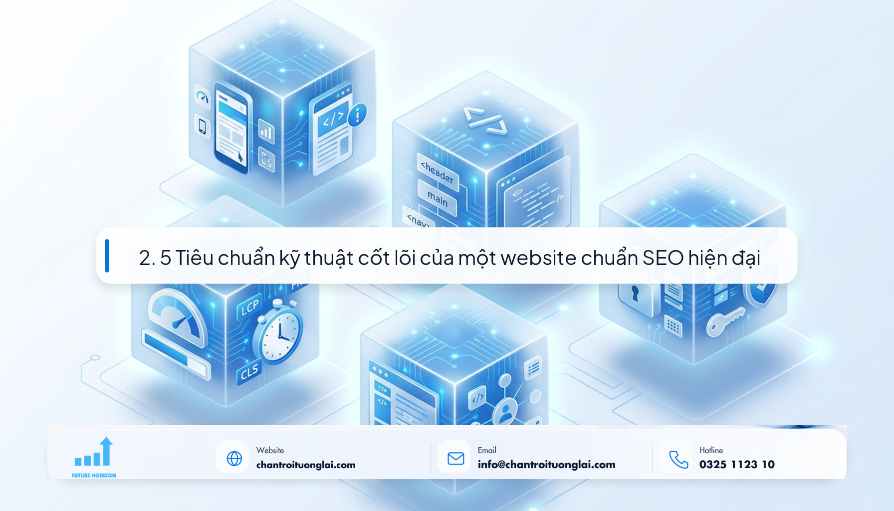 2. 5 Tiêu chuẩn kỹ thuật cốt lõi của một website chuẩn SEO hiện đại Minh họa 5 tiêu chuẩn kỹ thuật cốt lõi của website chuẩn SEO theo phong cách Fluent 2.5D