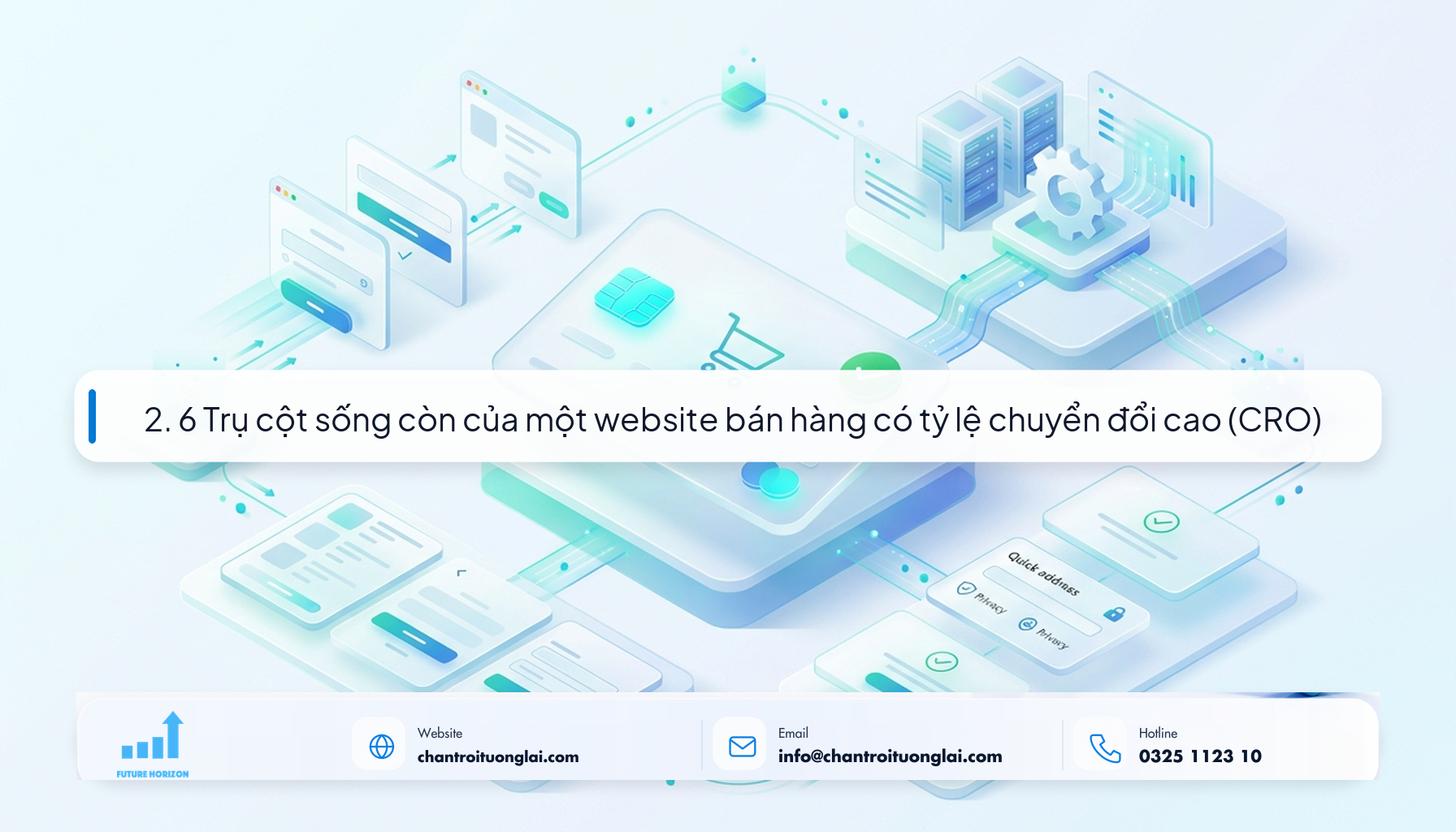 2. 6 Trụ cột sống còn của một website bán hàng có tỷ lệ chuyển đổi cao (CRO) Minh họa 6 trụ cột tối ưu tỷ lệ chuyển đổi cho website bán hàng theo phong cách Fluent 2.5D