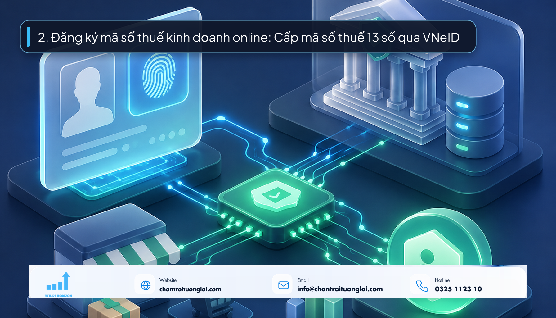 2. Đăng ký mã số thuế kinh doanh online: Cấp mã số thuế 13 số qua VNeID Minh họa quy trình định danh điện tử VNeID và cấp mã số thuế kinh doanh online 13 số theo phong cách Fluent 2.5D