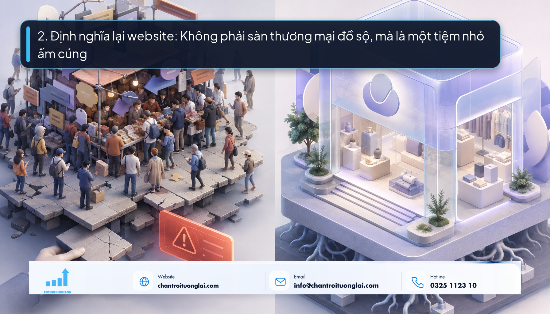 2. Định nghĩa lại website: Không phải sàn thương mại đồ sộ, mà là một tiệm nhỏ ấm cúng 2. Định nghĩa lại website: Không phải sàn thương mại đồ sộ, mà là một tiệm nhỏ ấm cúng
