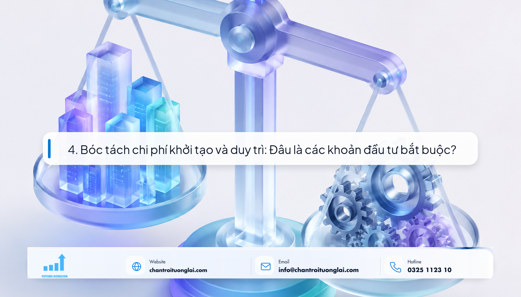 Minh họa bóc tách các khoản chi phí khởi tạo và duy trì web theo phong cách Fluent 2.5D