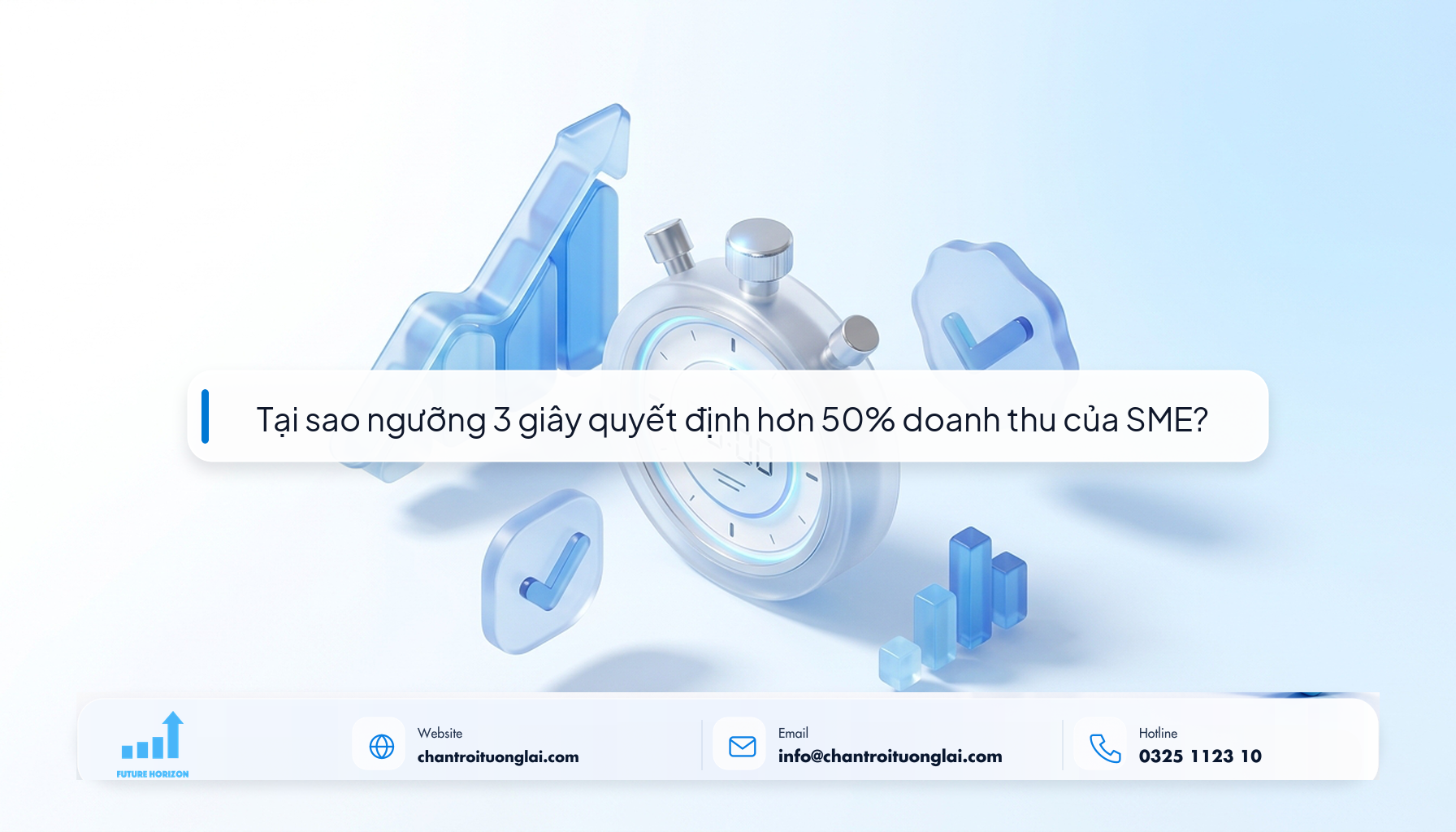 Tại sao ngưỡng 3 giây quyết định hơn 50% doanh thu của SME? Minh họa tại sao ngưỡng 3 giây quyết định hơn 50% doanh thu của SME theo phong cách Fluent 2.5D