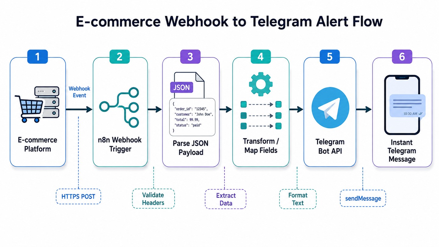 Sơ đồ webhook báo đơn hàng Telegram