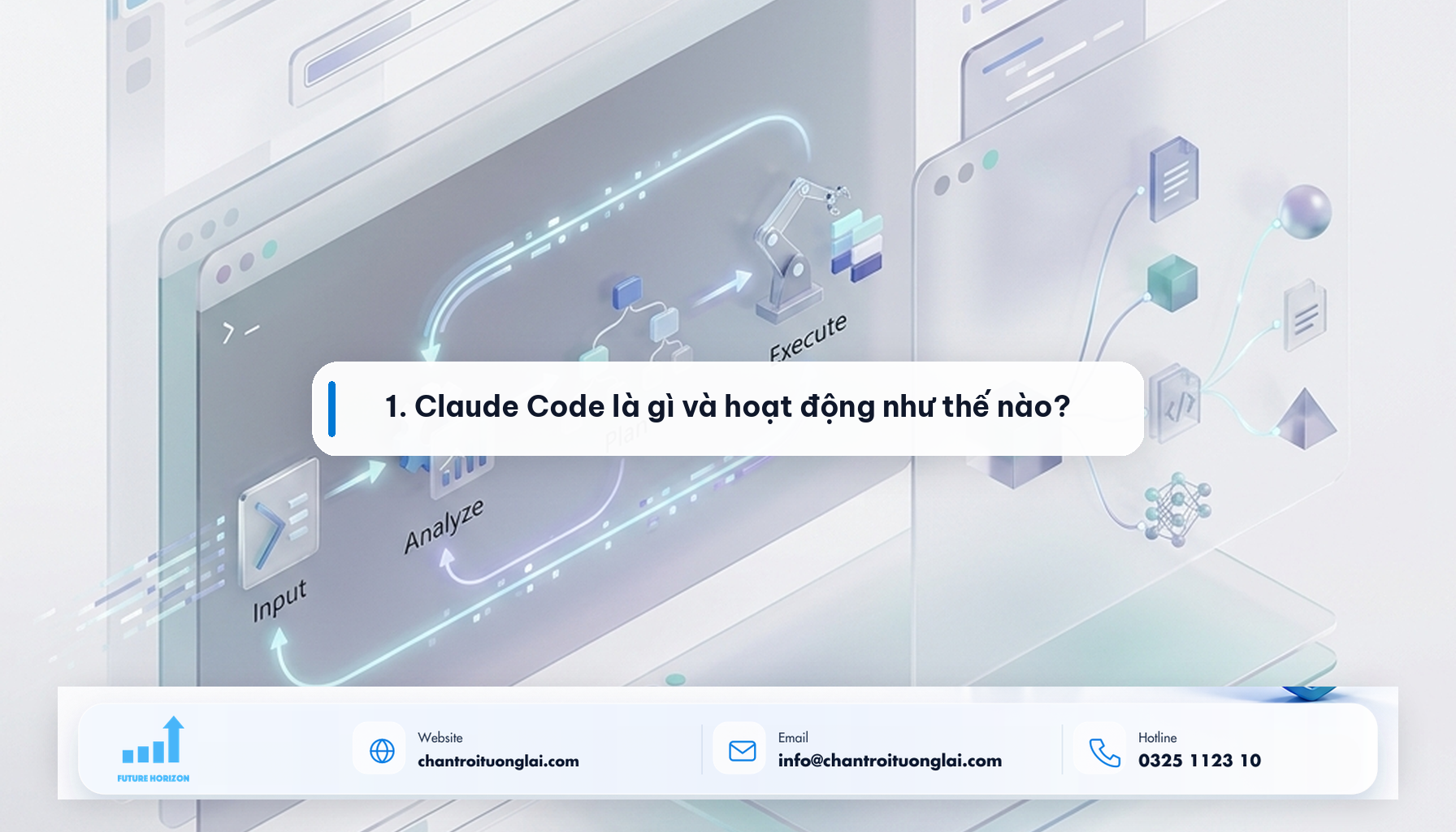 Minh họa 1. Claude Code là gì và hoạt động như thế nào? theo phong cách Fluent 2.5D