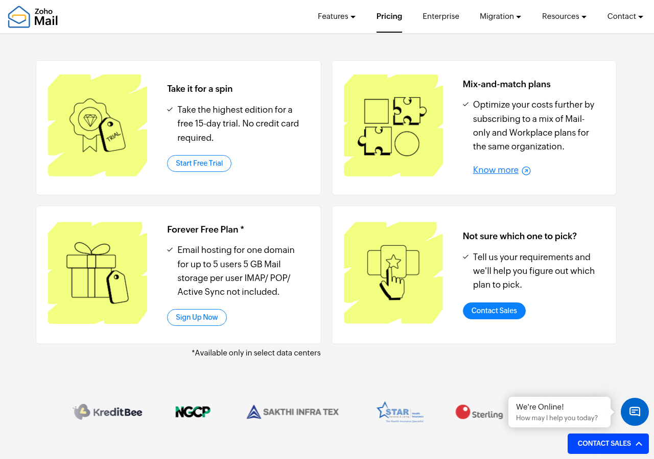 Gói Forever Free Plan của Zoho Mail